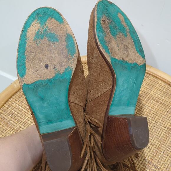 Vélez for Leather Lovers Fringe Suede Boots US Women's 10 Western Heeled Booties - Picture 8 of 9